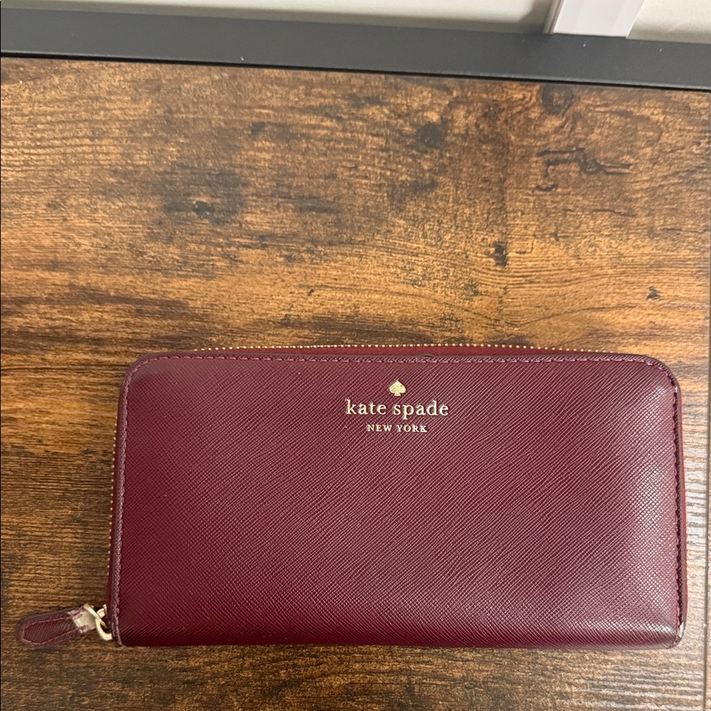 Kate Spade Maroon Zip-Around Wallet